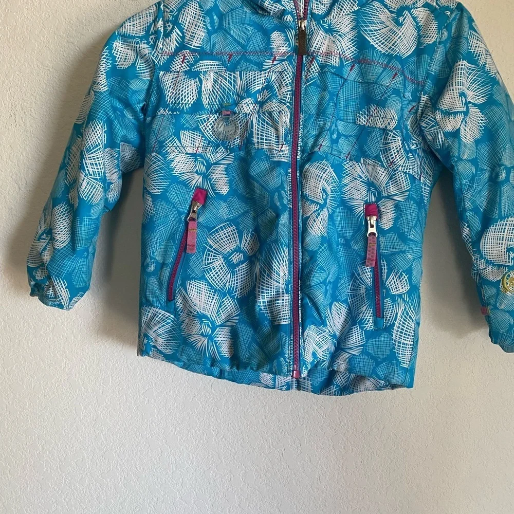 Obermeyer Aurora Jacket Kids Floral Print Insulated Ski Snow Jacket Blue/Pink 6